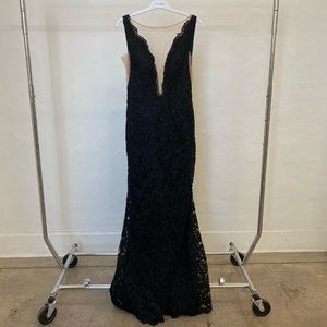 Black Lace Dress With Plunging Neckline